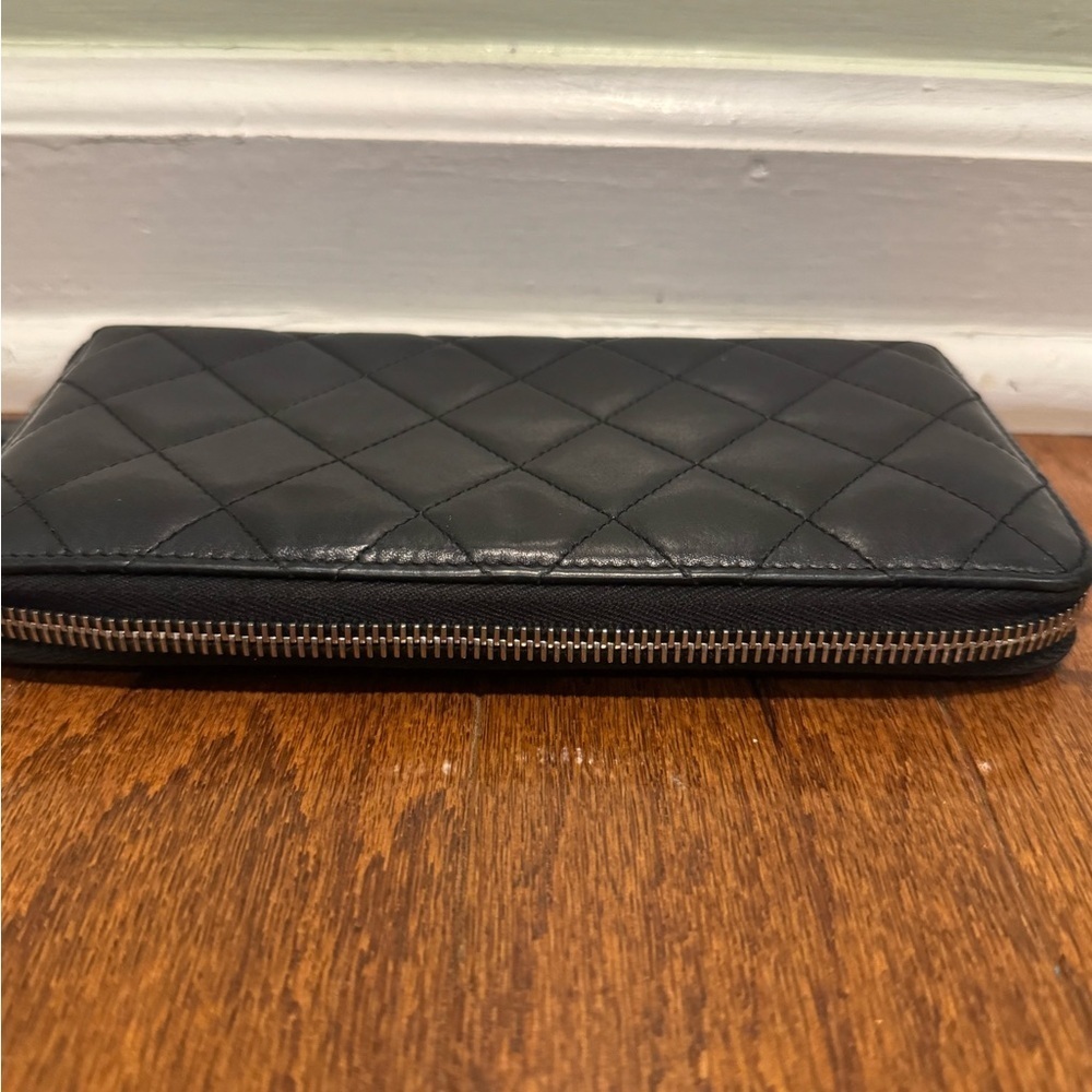 CHANEL Black Lambskin Quilted Embellished CC Black Zip Long Wallet - Picture 7 of 12